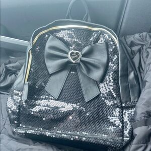 VTG BETSEY & Johnson Like NEW Black Sequin Backpack with Bow